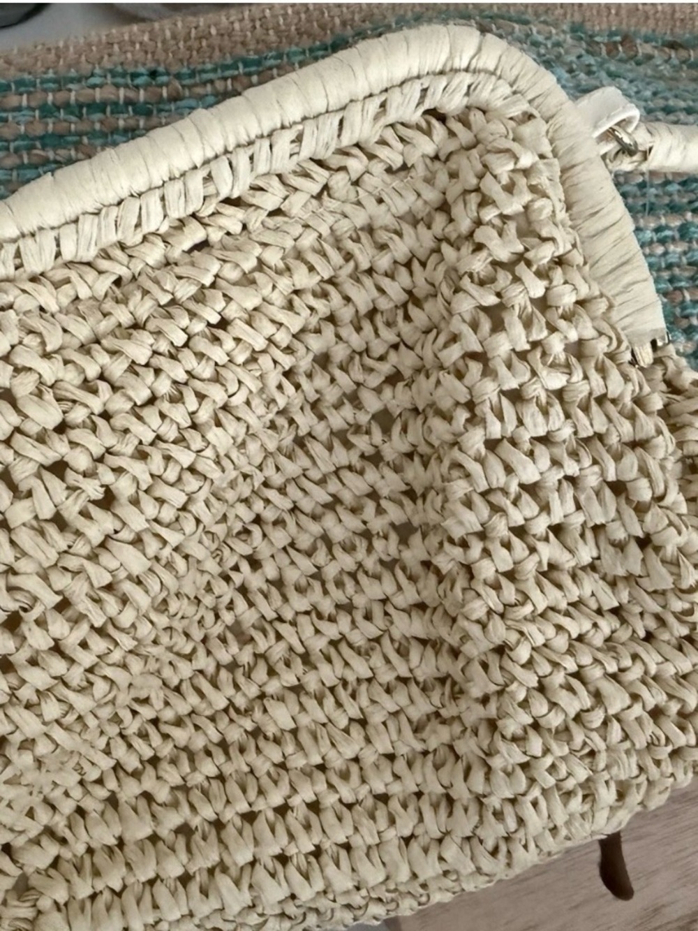 Banana Republic Cream Braided Straw Shoulder Bag